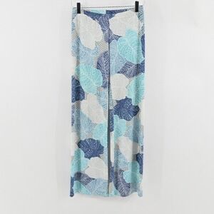 Jean Pierre‎ Klifa Palazzo Pants Womens Size S Blue Tropical Wide Leg Stretch